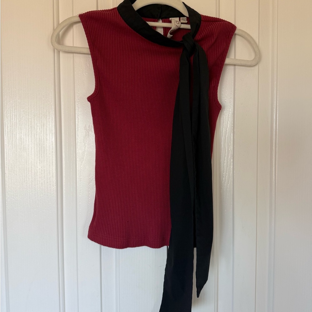 Dolan Burgundy and Black Sleeveless Top